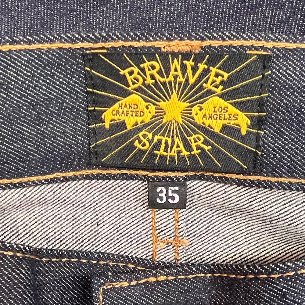 *NEW* Brave Star Men's Dark Blue The True Straight Selvage Denim Jeans Sz 35x32 - Picture 6 of 7